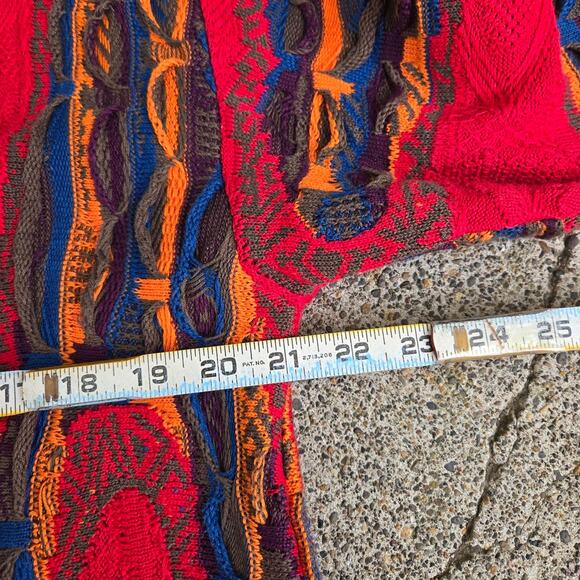 Vtg 90s COOGI Abstract Multicolor 3D Pattern Heavyweight Knit Cardigan Sweater M - Picture 6 of 7
